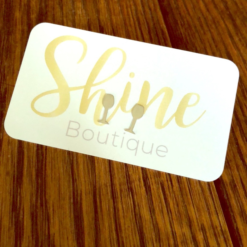 Tiny silver wine glass studs